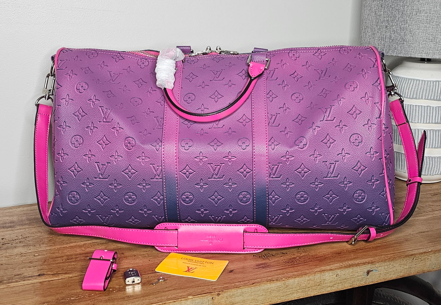 Pink and Purple Duffle Bag