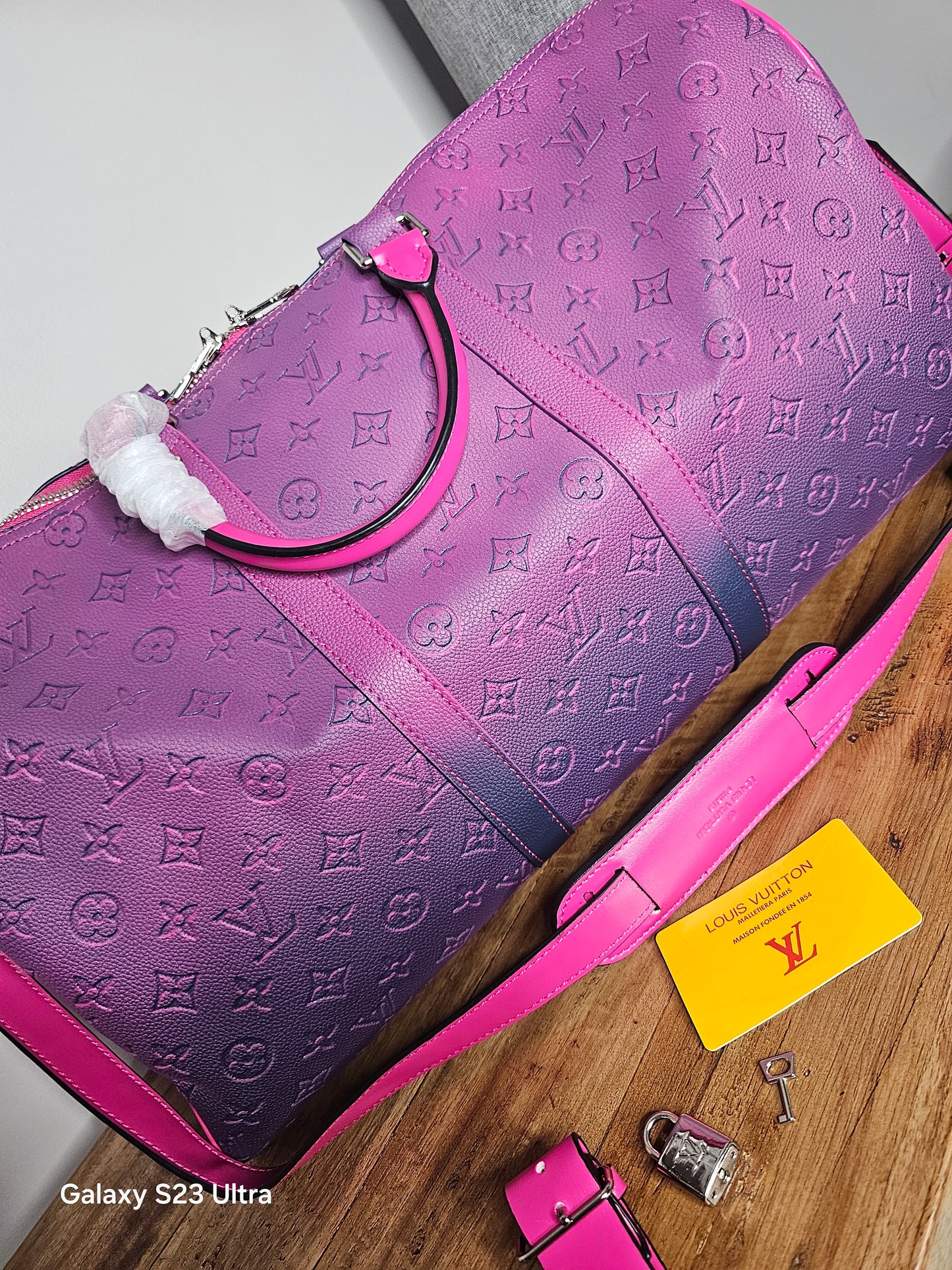 Pink and Purple Duffle Bag