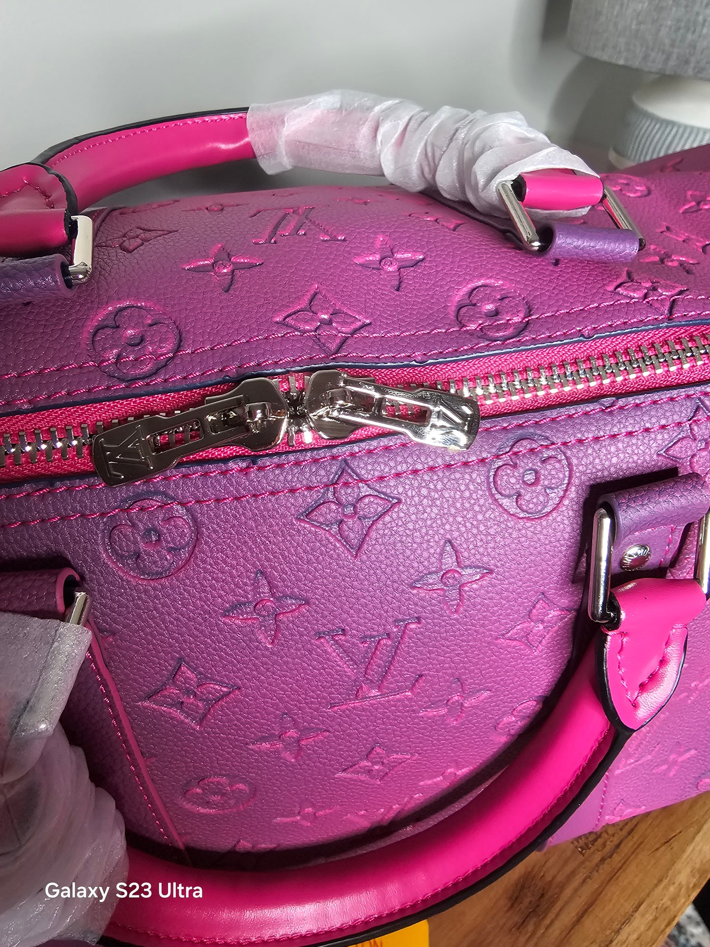 Pink and Purple Duffle Bag