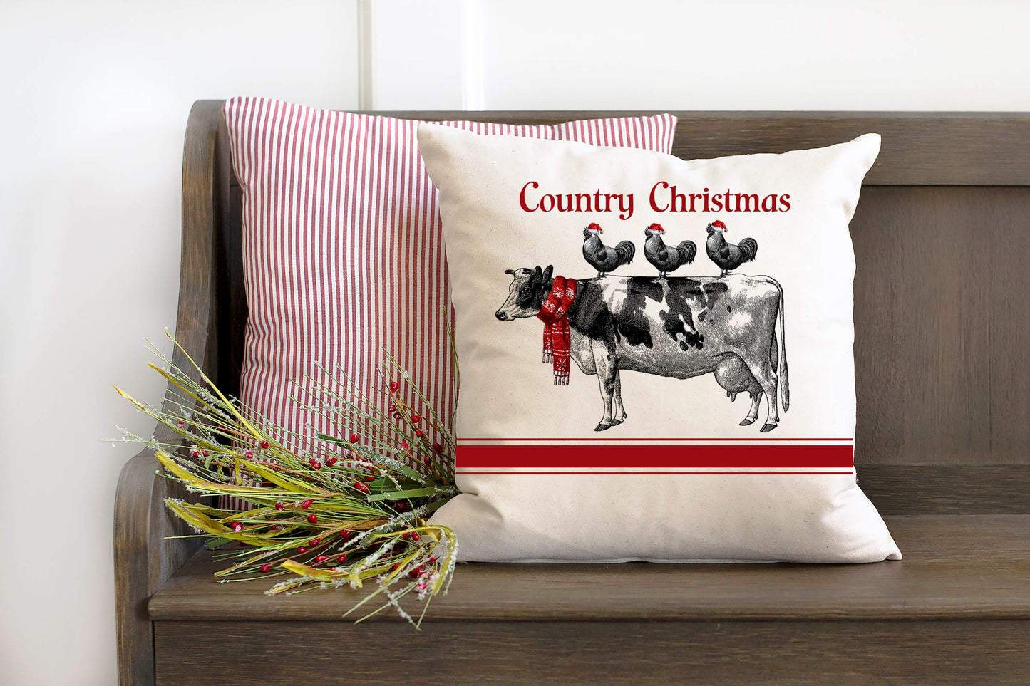 Country Christmas Pillow