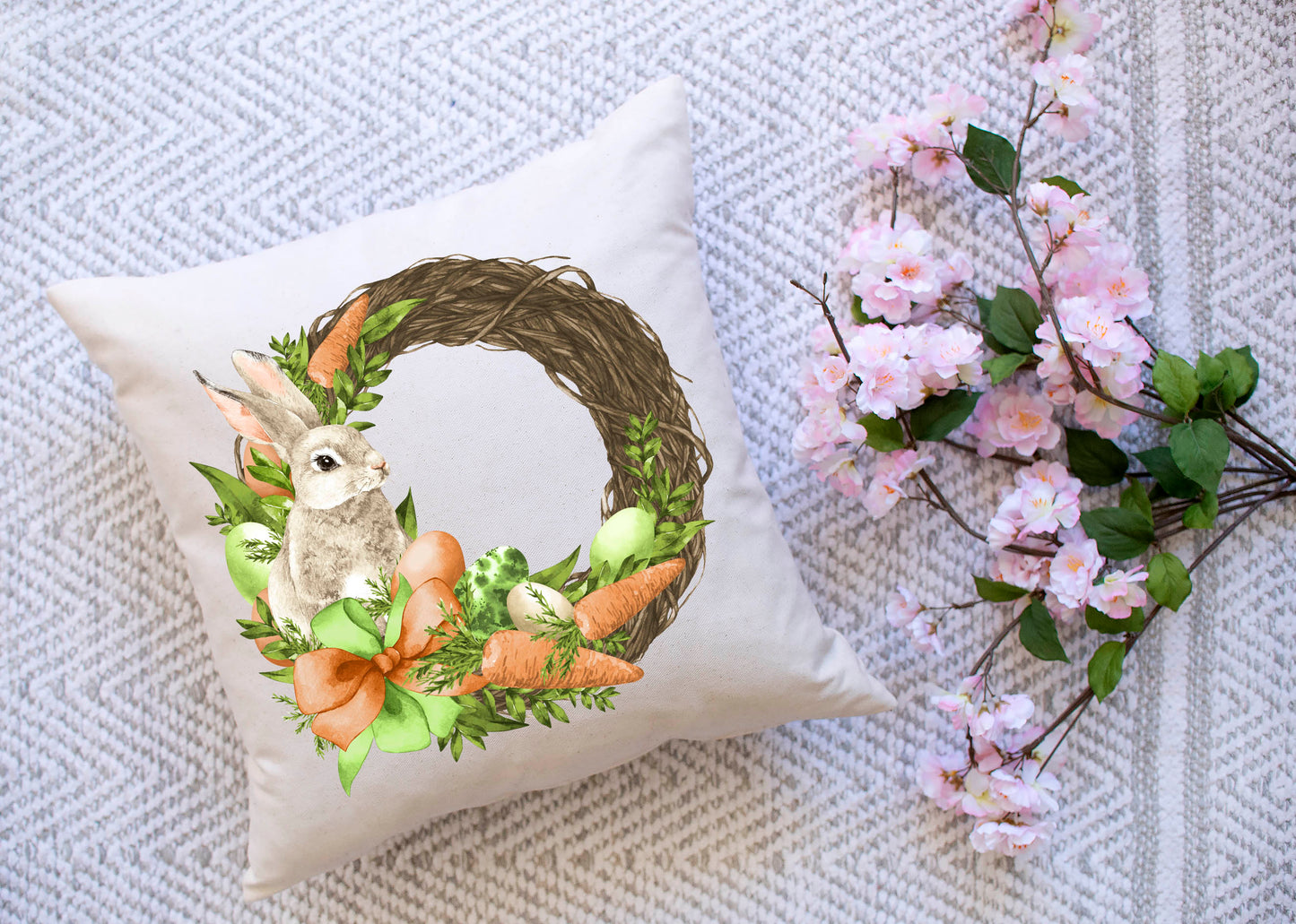 Easter Egg Wreath Pillow Cover