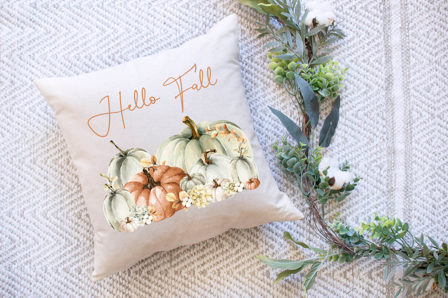Hello Fall Pumpkin Pillow
