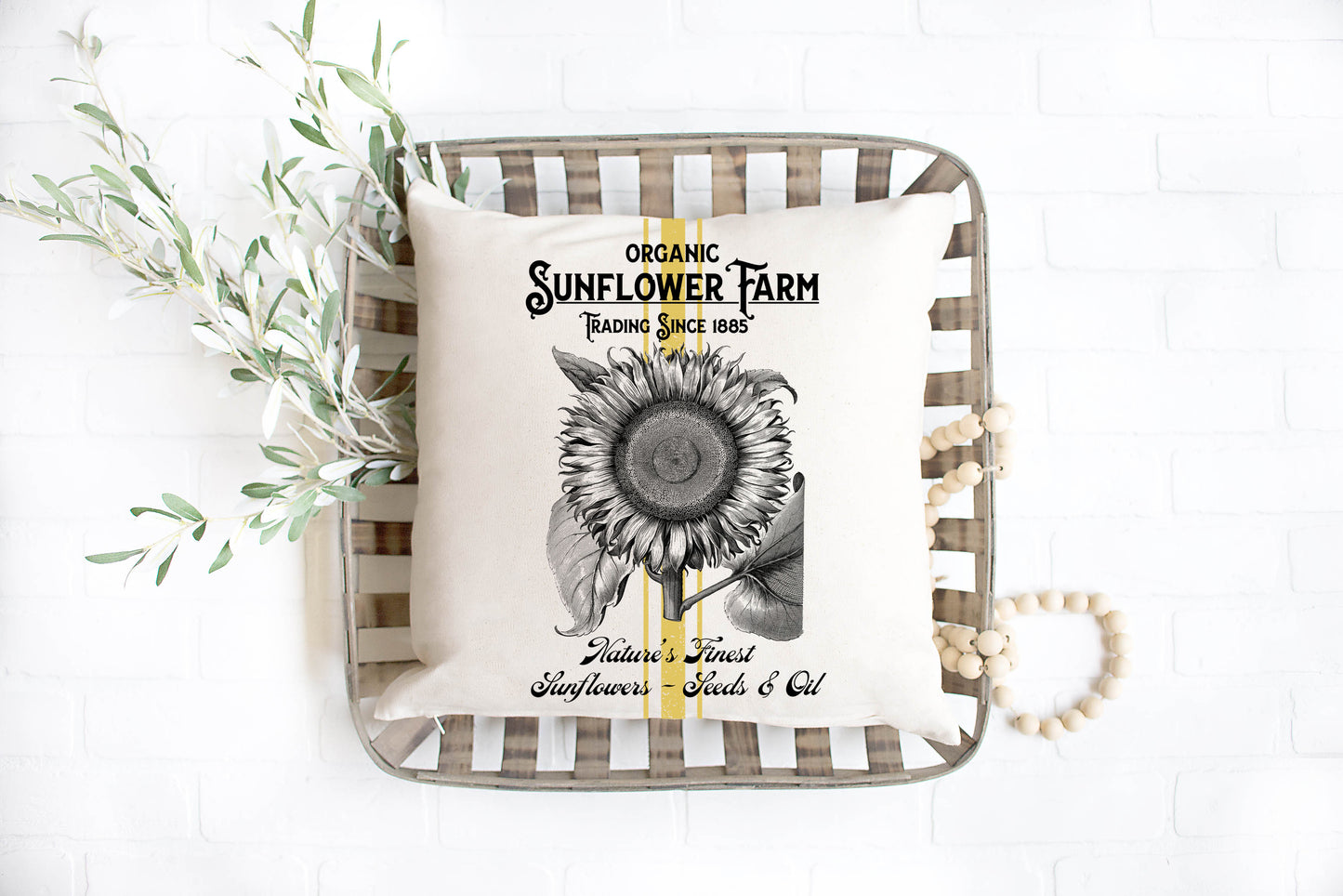 Sunflower Yellow Stripe Pillow