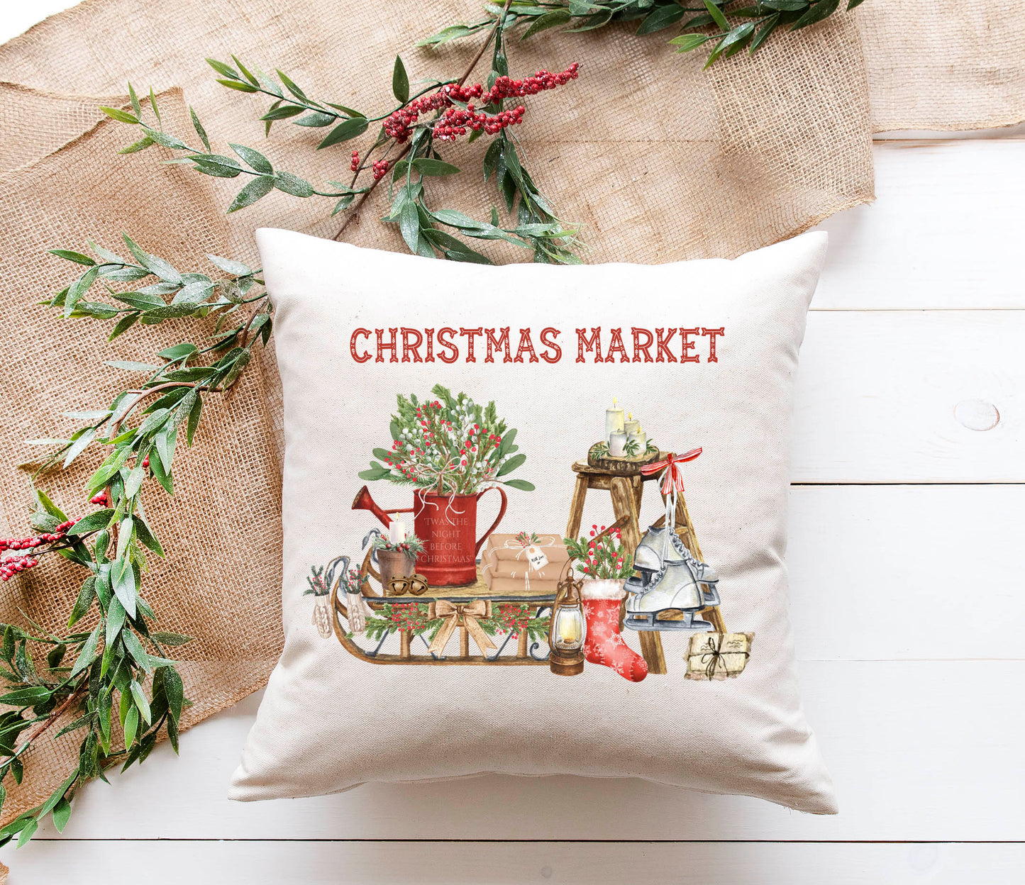 Christmas Sleigh Market Pillow