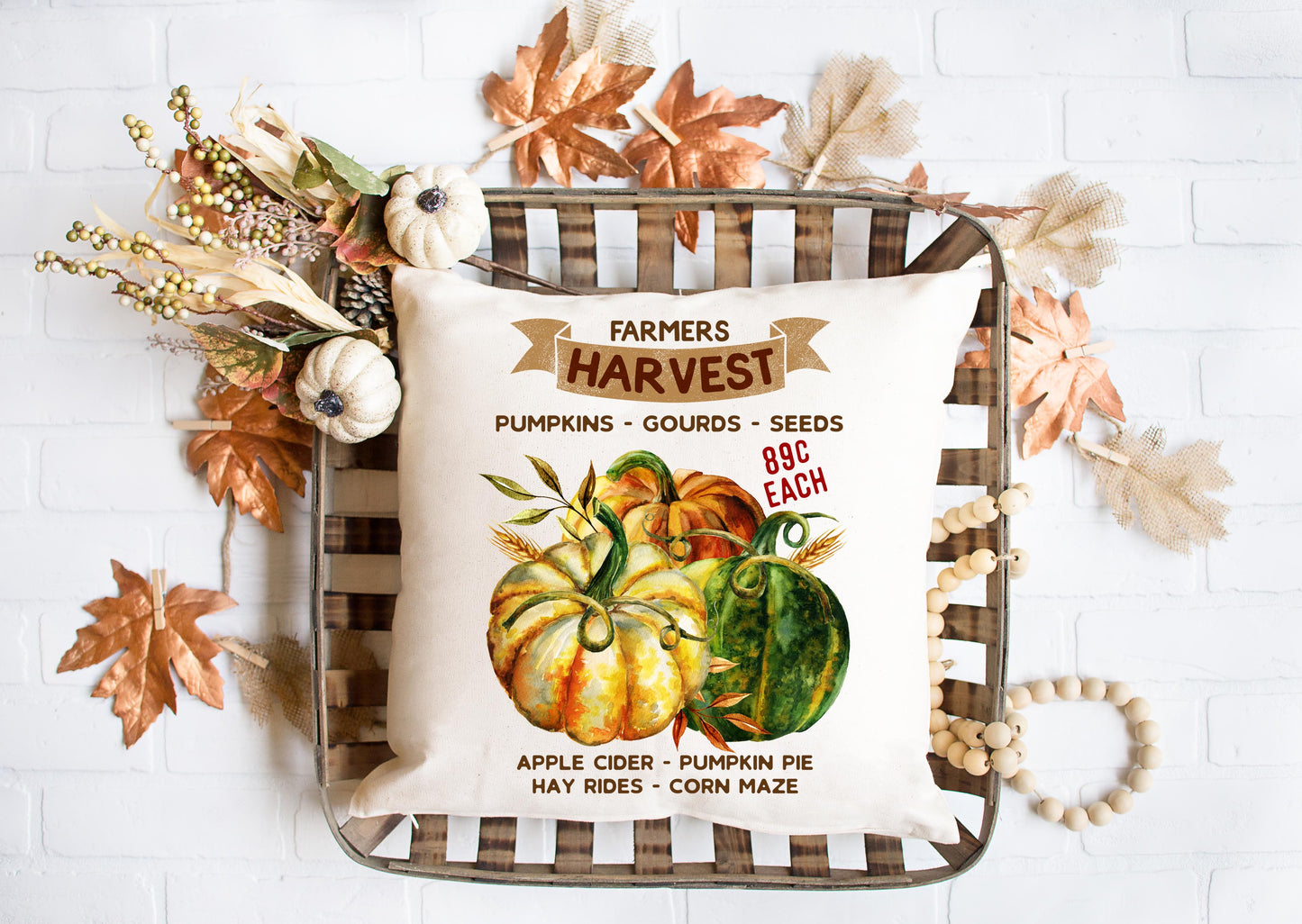Farmer's Harvest Pumpkin Pillow