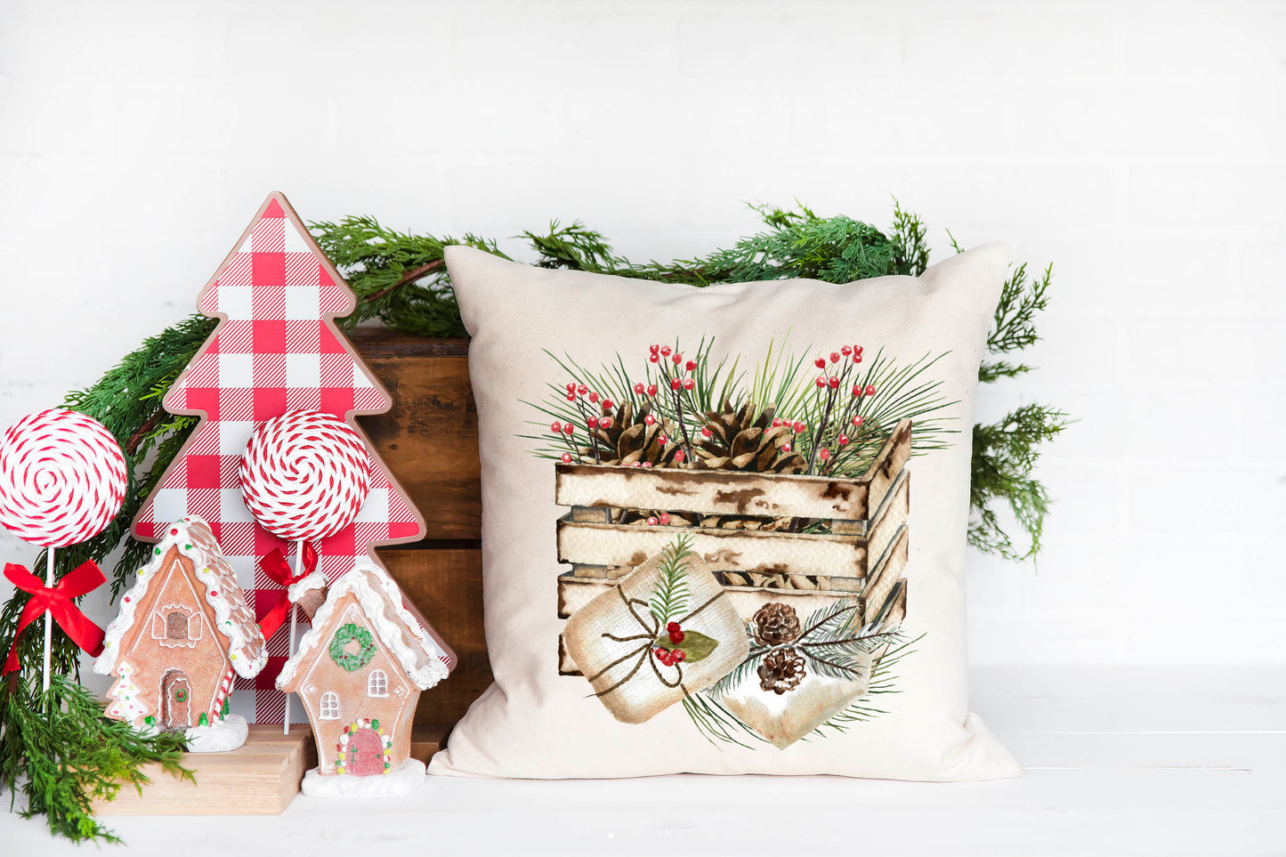 Christmas Pine Crate Pillow