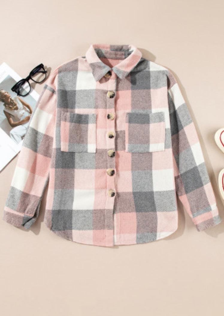 Pink/Grey Plaid Long Sleeve