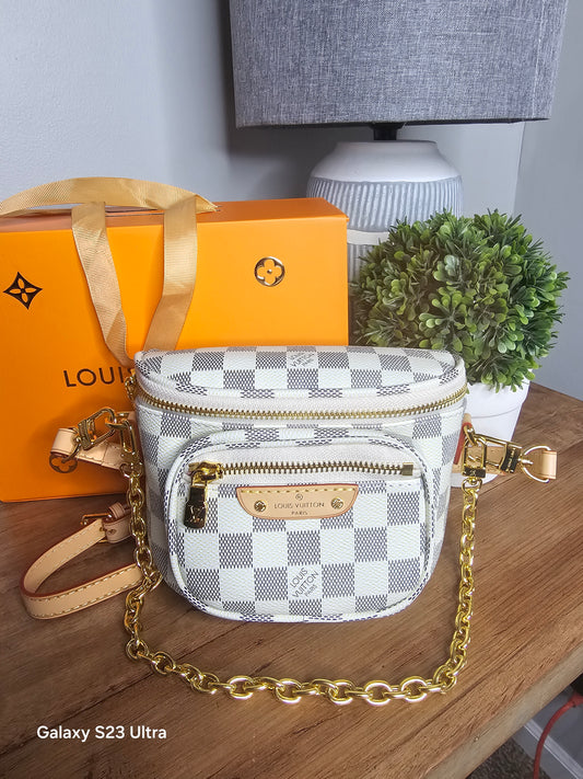 Brittany Bum Bag White Check