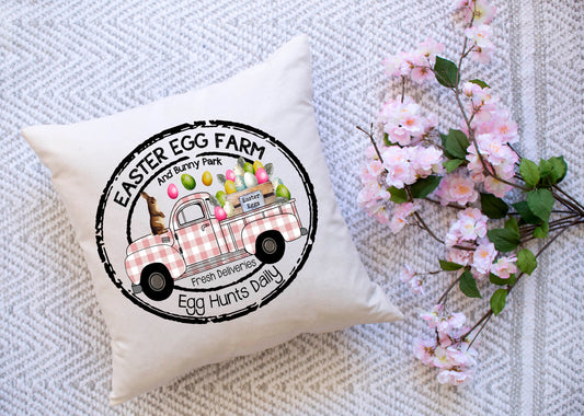 Easter Egg Hunt Truck Pillow Cover