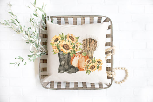 Black Boots & Pumpkins Pillow