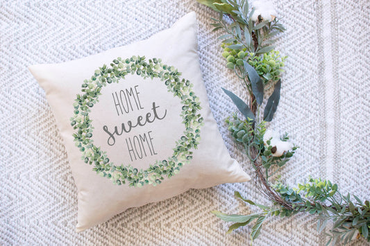 Home Sweet Home Wreath Pillow