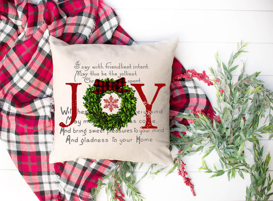 Joy Buffalo Wreath Pillow