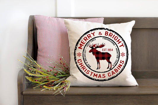 Merry & Bright Moose Buffalo Pillow
