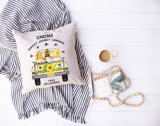 Gnome Sunflower Truck Pillow