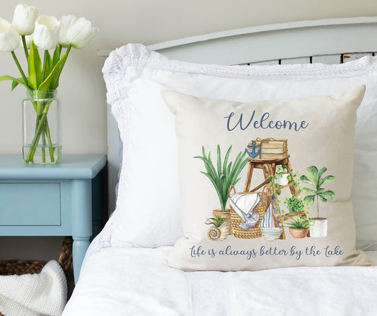 Welcome Life Is Better At The Lake Pillow