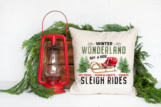 Winter Wonderland Sleigh Rides Pillow
