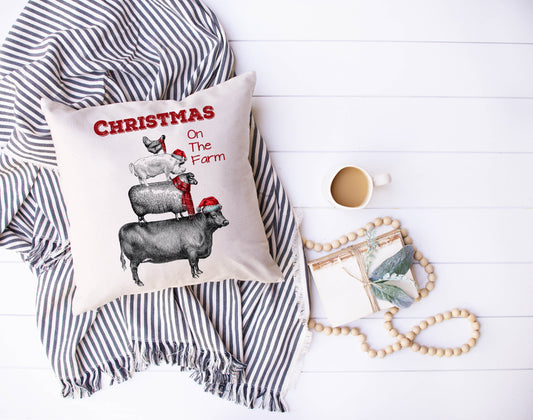 Christmas On The Farm Pillow