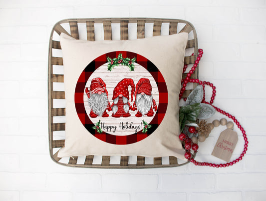 Gnome Christmas Circle Pillow