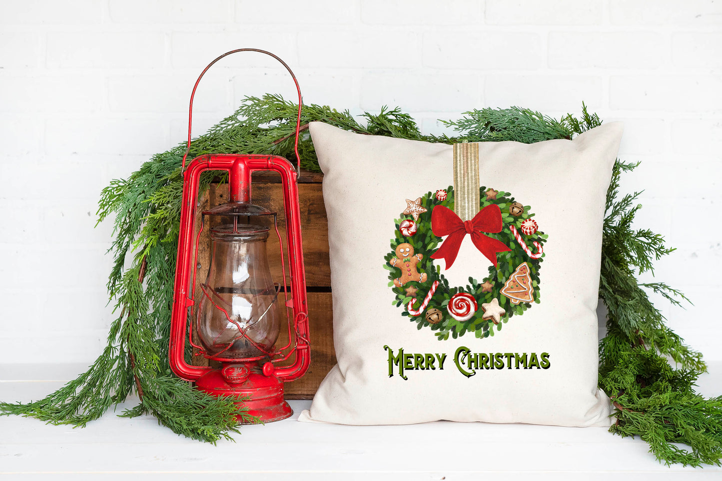 Gingerbread Wreath Pillow